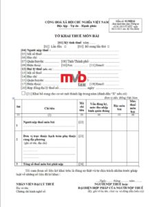 Tờ khai thuế môn bài Mẫu số 01/MBAI
