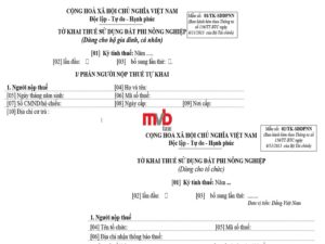 Mẫu tờ khai thuế sử dụng đất phi nông nghiệp