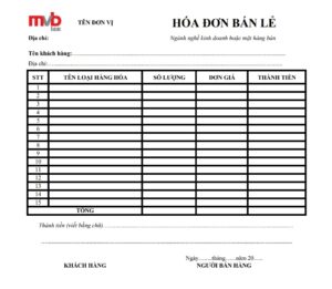 Mẫu hóa đơn bán lẻ